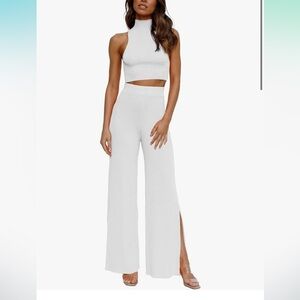 2 pieces- white pant and tank top set